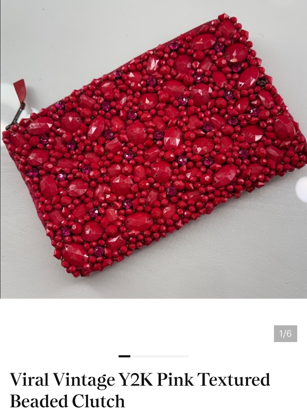 Y2K Pink Beaded Clutch